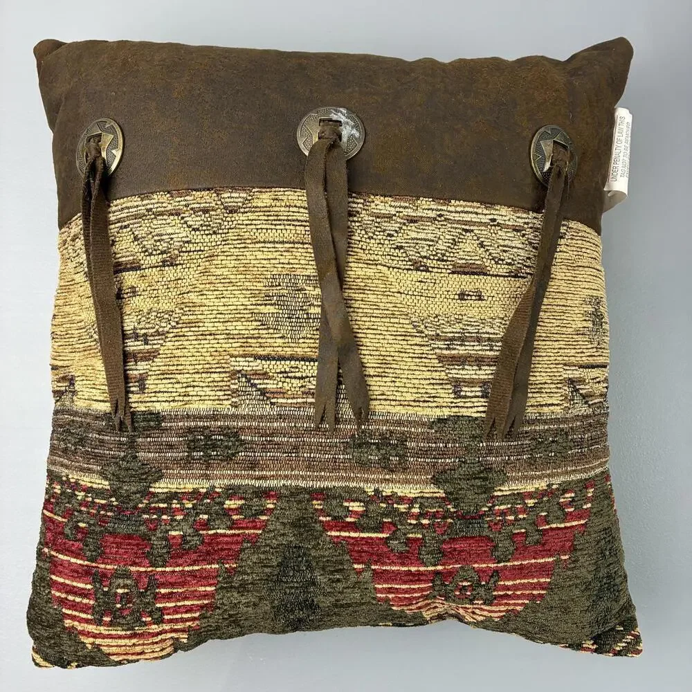 HiEnd Accents Set of Two Decorative Pillows with Southwestern Cowboy Pattern